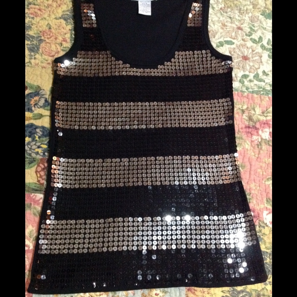Sequined Black Tank Top size S new without tags.