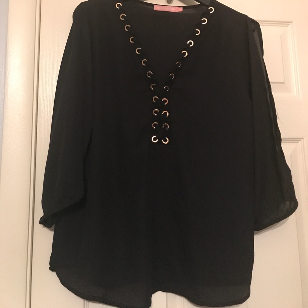 Black chiffon top