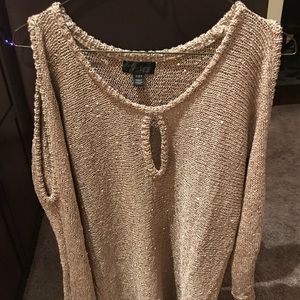 Fashionable , peep shoulder gold sequin sweater