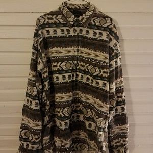 Neutral Tribal Inspired Print Button Down