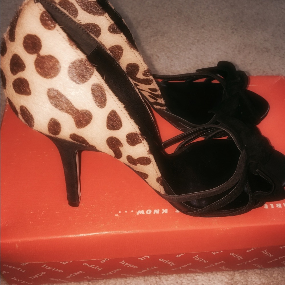 Hot🔥🔥Brand new, HYPE, calf-hair peep toe heels.