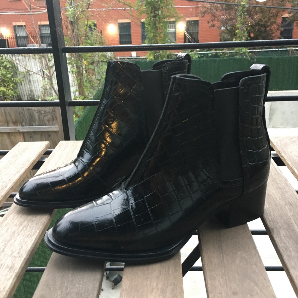 Rag & Bone Croc-Embossed Leather Chelsea Booties - Picture 2 of 6