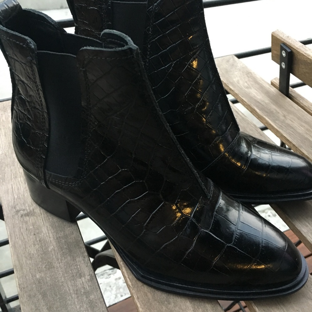 Rag & Bone Croc-Embossed Leather Chelsea Booties - Picture 5 of 6