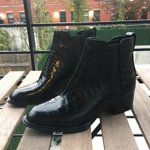 Rag & Bone Croc-Embossed Leather Chelsea Booties - Picture 2 of 6