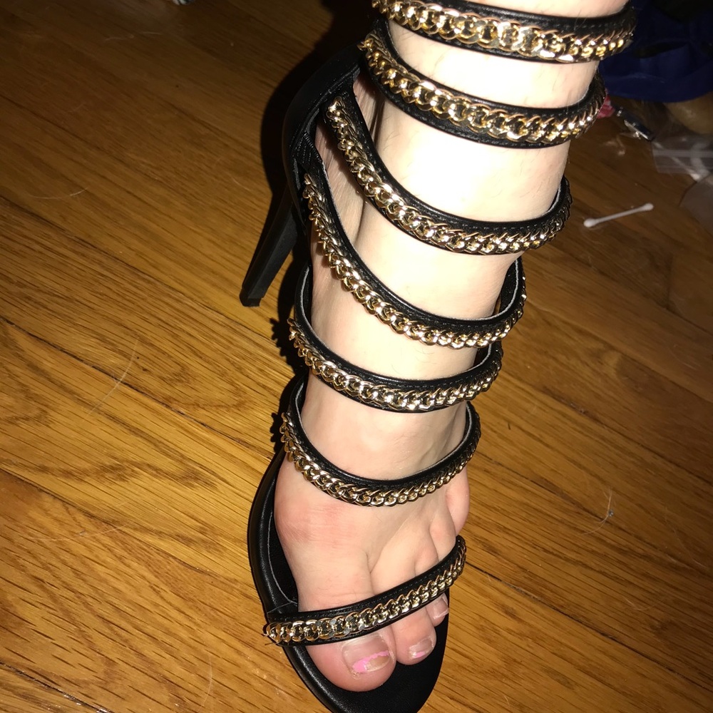 Gold and Black chain heels
