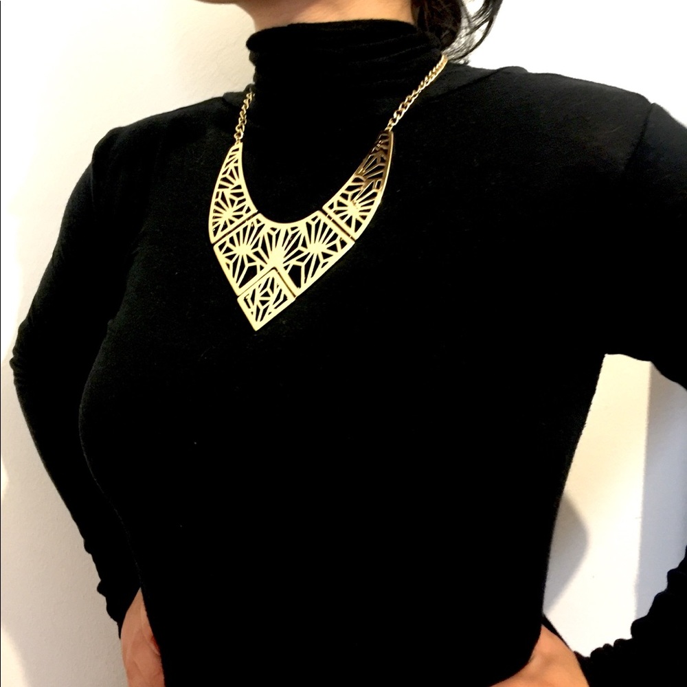 Statement Necklace Gold Tone