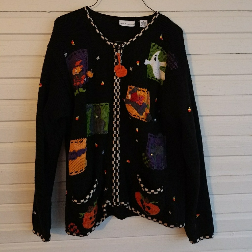 Vintage Tacky Halloween Cardigan