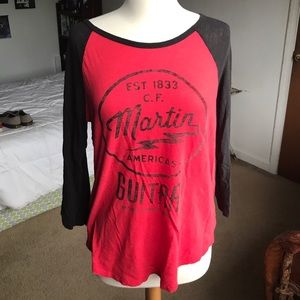 Lucky Brand Martin Guitar raglan tee