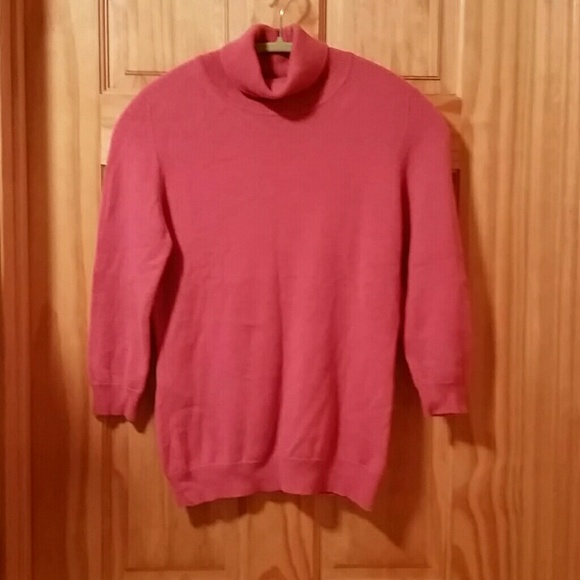 100% cashmere sweater. Salmon pink. 3/4 sleeves - Picture 1 of 3
