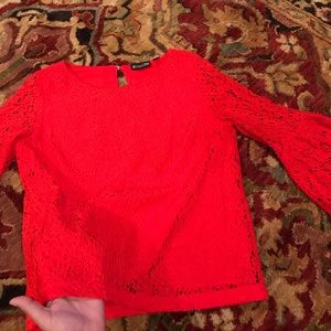 New York and Co. orange lace blouse
