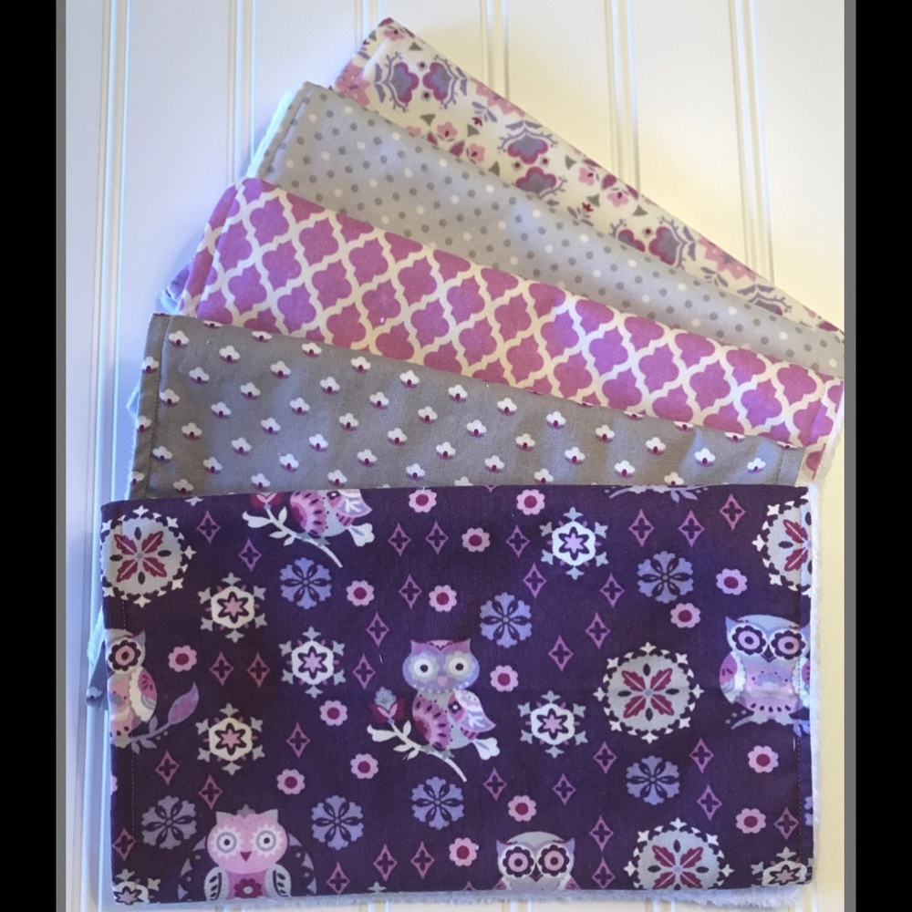 Set of 5 Baby Burp Cloths, Baby Girl, baby gift - Picture 1 of 3