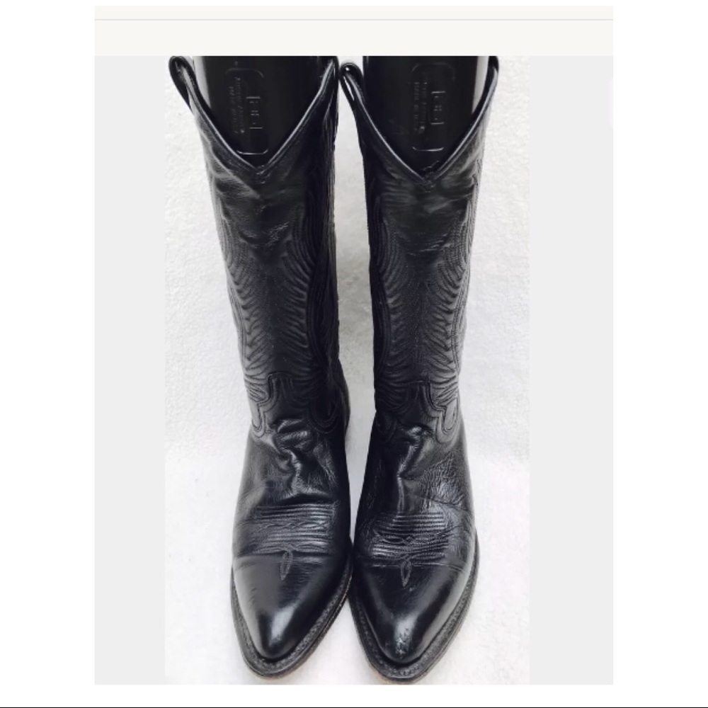 Abilene Cowboy Boots Black Leather Size 7 Western