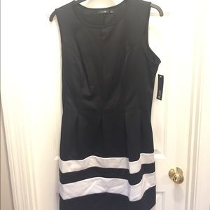 Black Apt 9 Sleeveless Dress with White Stripes Black Apt 9 Sleeveless Dress with White Stripes