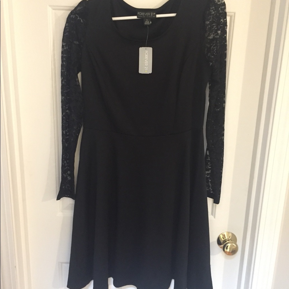 Black Dress with Full Length Lace Sleeves