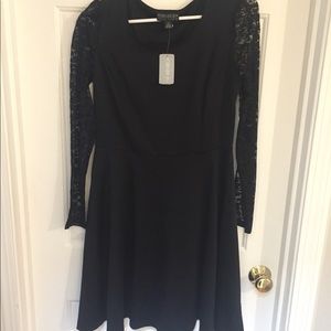 Black Dress with Full Length Lace Sleeves