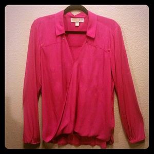 Bright pink Michael Kors long sleeve blouse