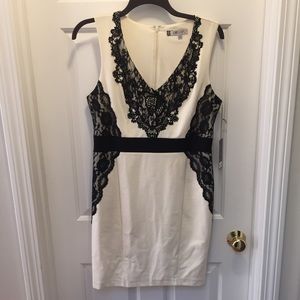 J.Lo W. White Sleeveless Dress with Lace Detail