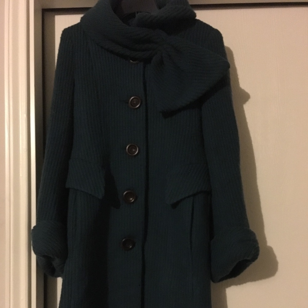 Teal green long pea coat. Nanette Lapore size 0