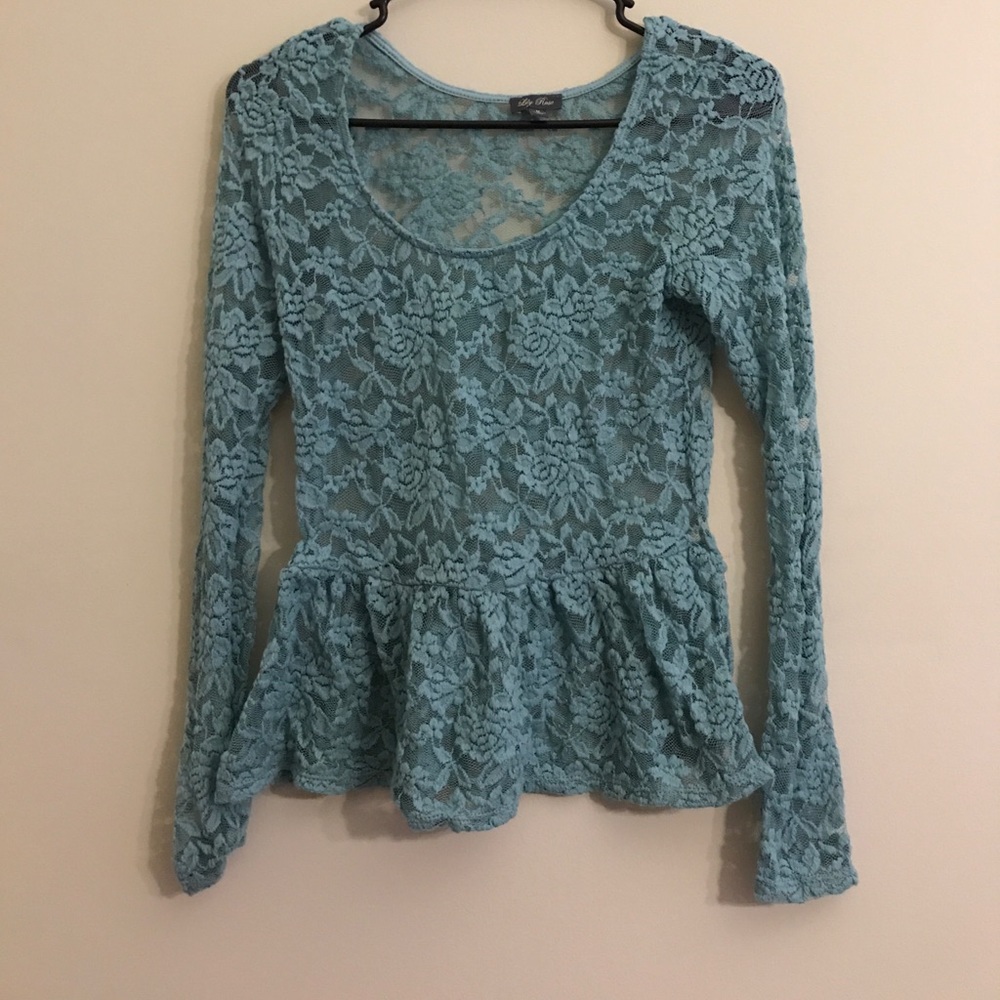 Lily Rose turquoise lace top