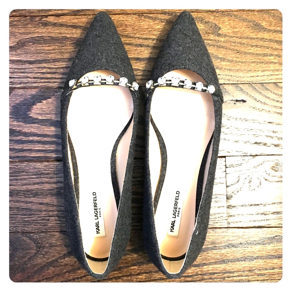 Karl Lagerfeld tweed flats