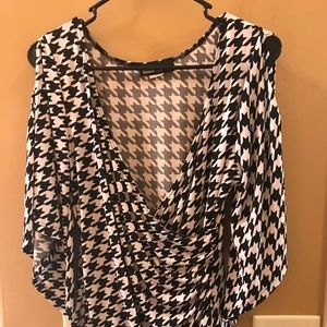 Houndstooth Open Shoulder Top