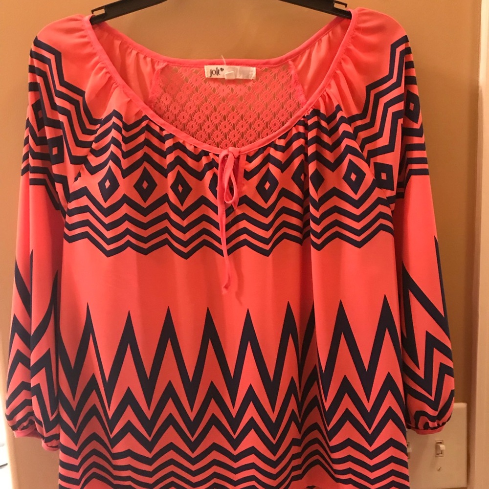 Orange and navy Top