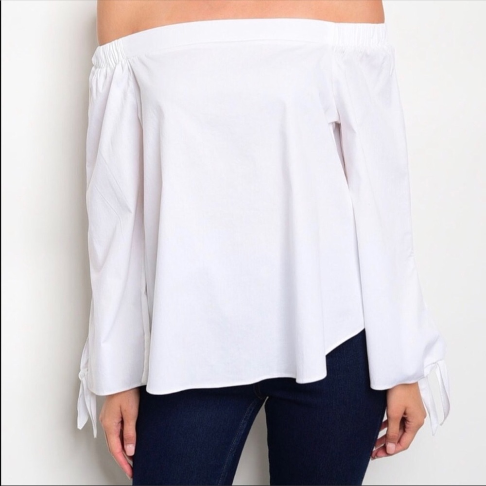 Off the shoulder white top