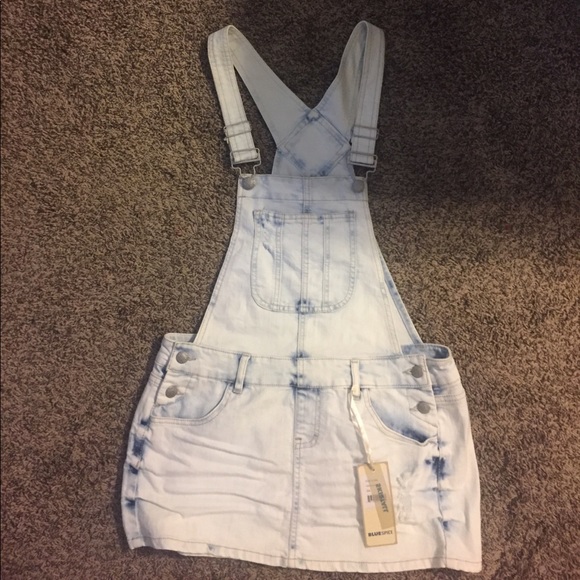 blue spice overalls dress