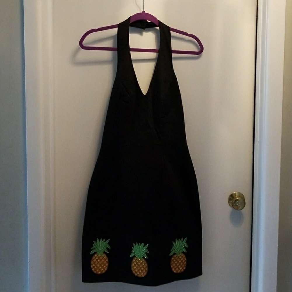 Halter dress with pineapple beading