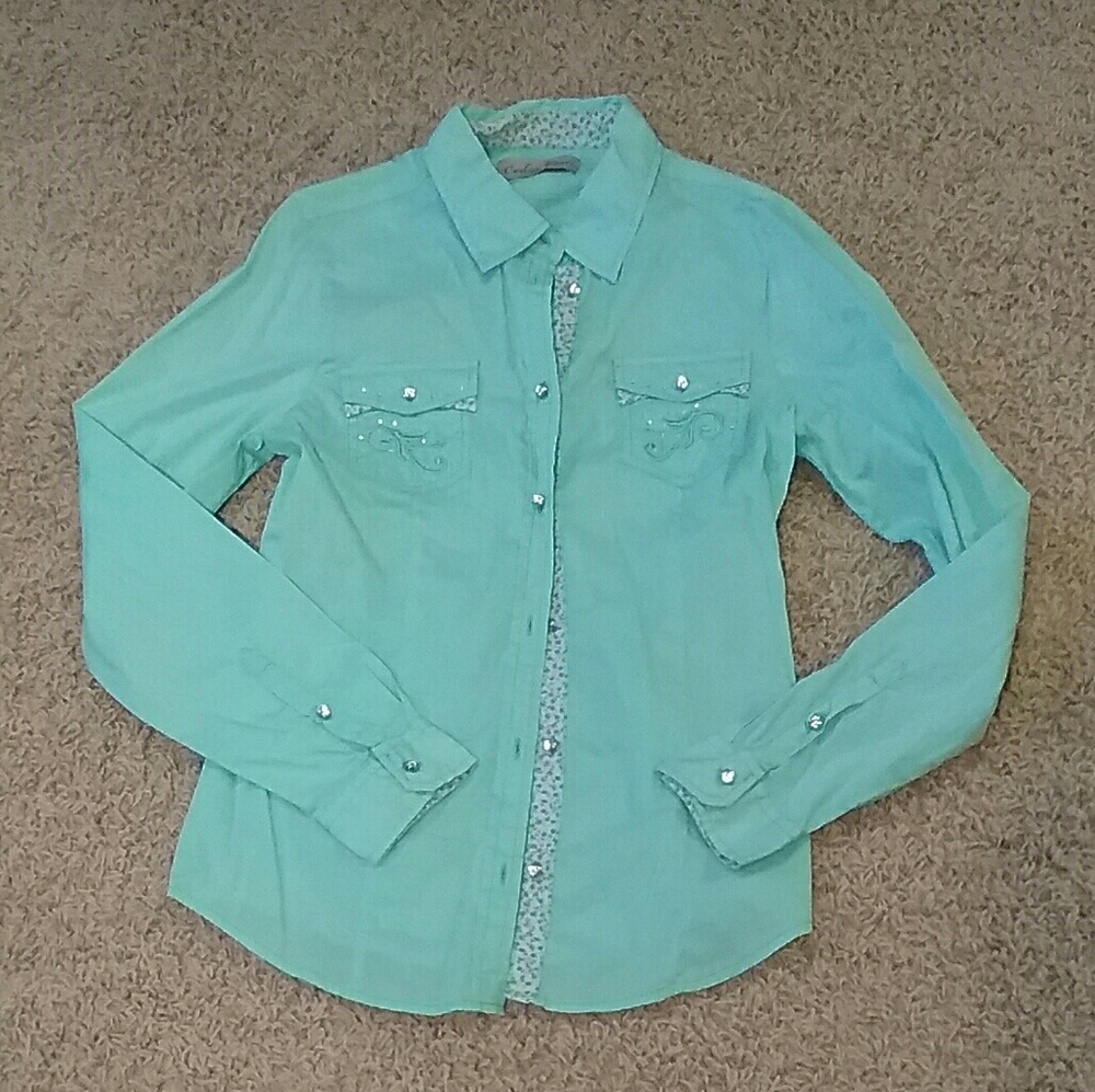 Teal Button Up Western Shirt
