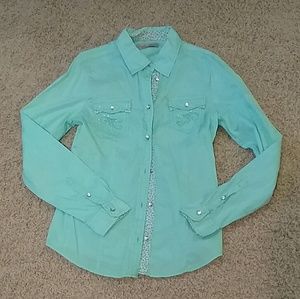 Teal Button Up Western Shirt