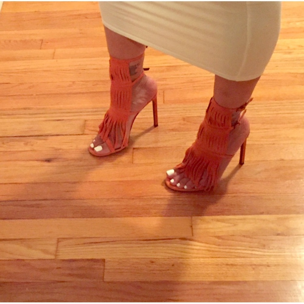 Gucci suede fringe stilettos.