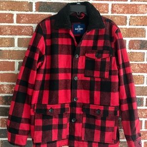 Old Navy Red/Black Plaid Wool Coat. Size M