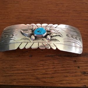 Native American Turquoise Silver hair clip