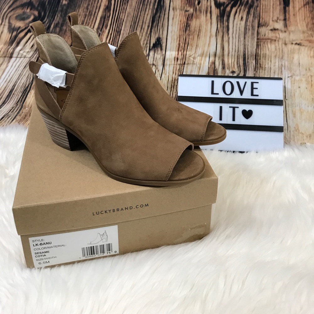Lucky Brand Banu peep toe ankle Bootie NWB 6.5m - Picture 1 of 5