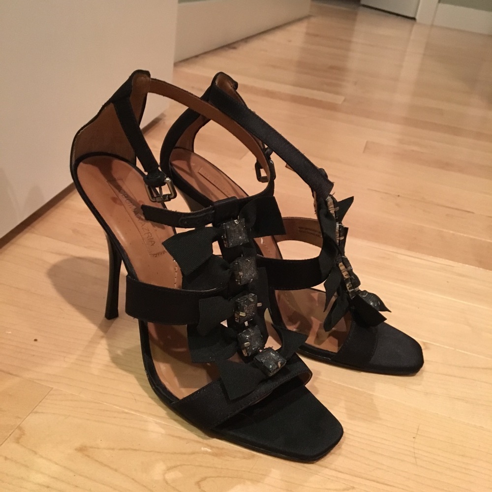 Black bow & bling heels
