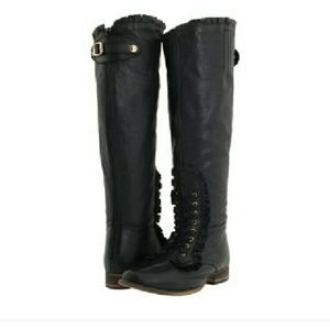 BETSEY JOHNSON 'RALLLY' RUFFLE KNEE BOOTS