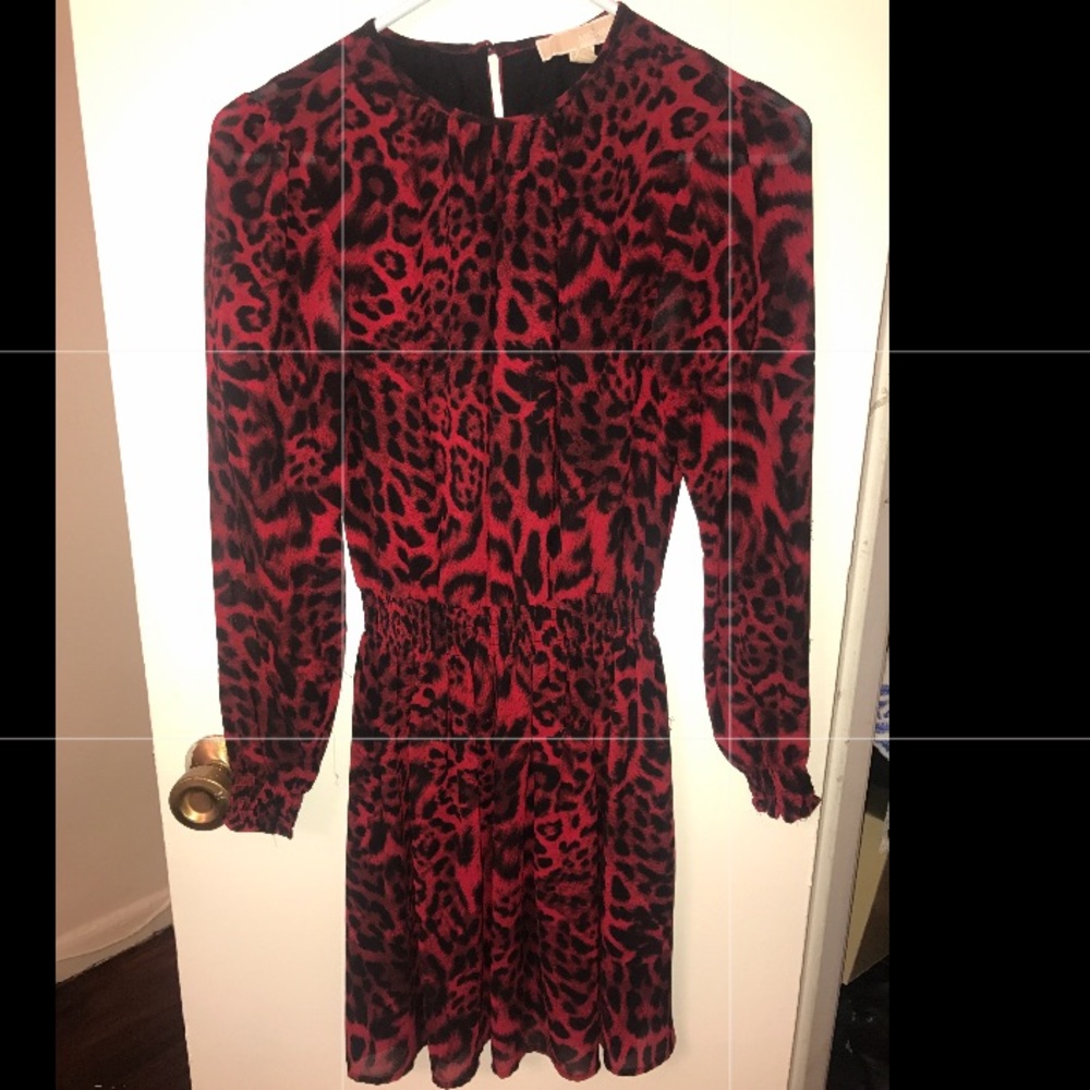 Michael Kors Fremont Smocked Animal-Print Dress