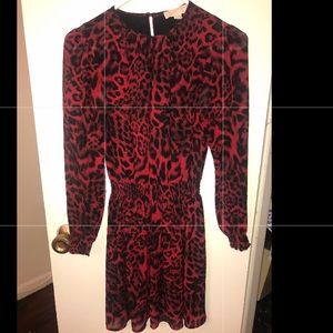 Michael Kors Fremont Smocked Animal-Print Dress