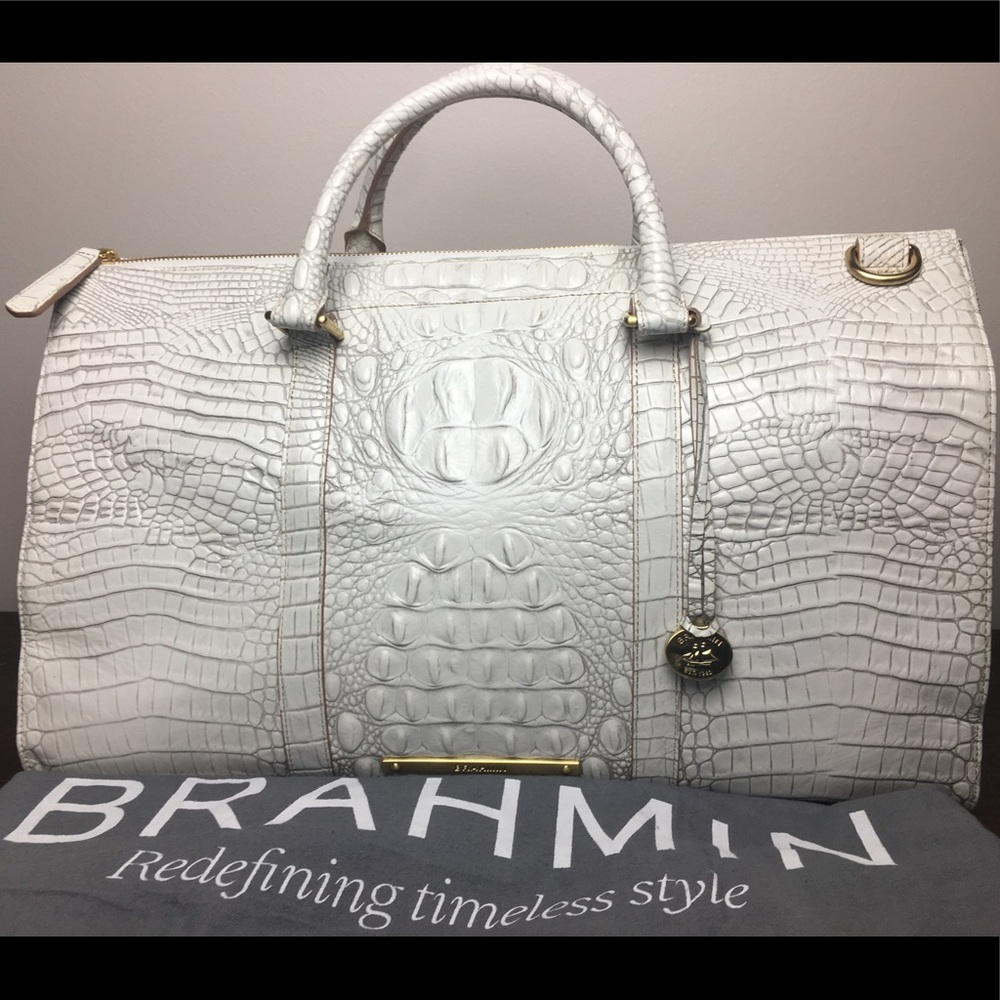 NWT Brahmin Anywhere Weekender in Cream/White