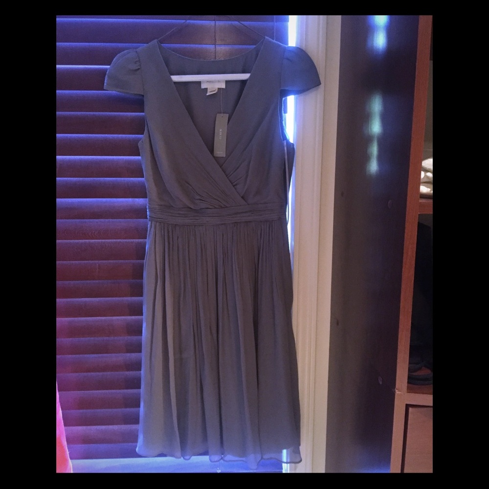 J. Crew Mirabelle Silk Chiffon Dress Graphite Gray