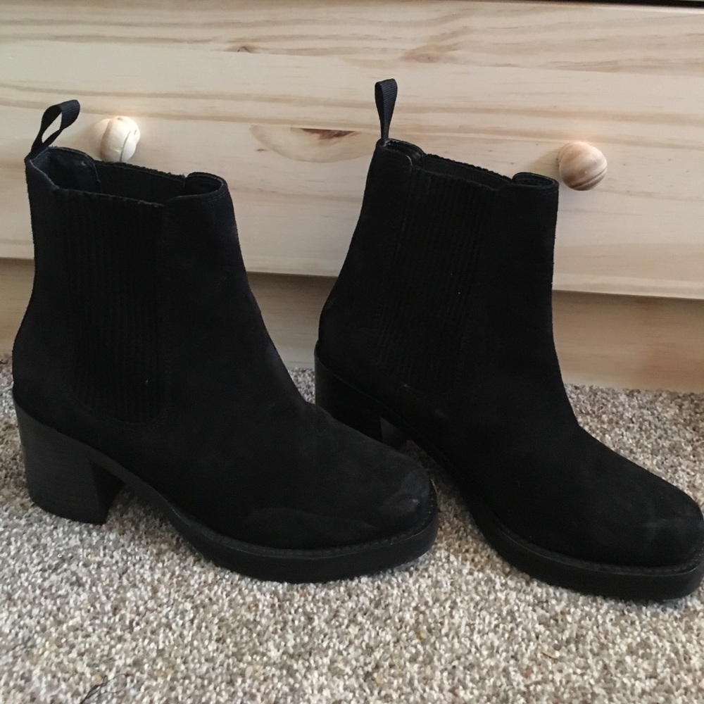 ASOS black suede booties