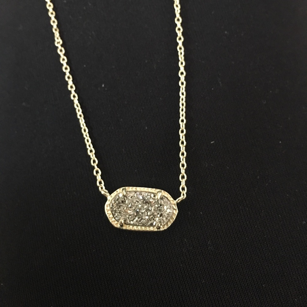Elisa Gold Pendant Necklace In Platinum Drusy