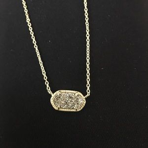 Elisa Gold Pendant Necklace In Platinum Drusy