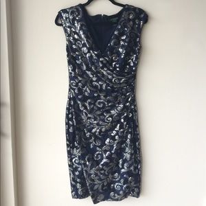 Navy silver Ralph Lauren party dress holiday