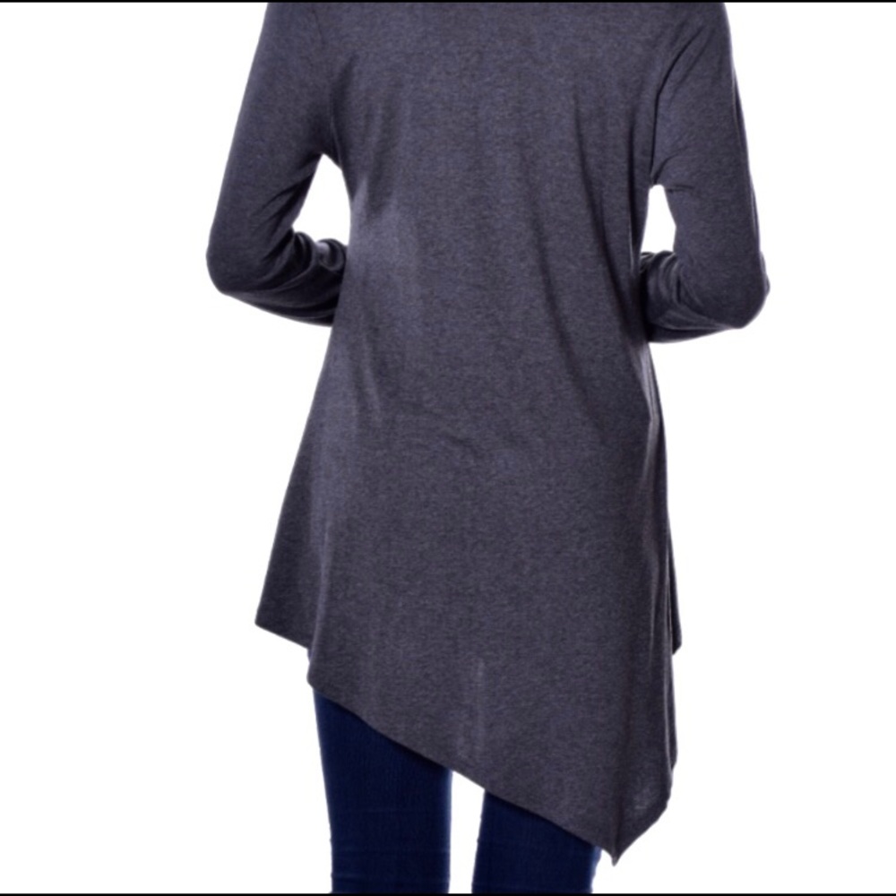 🆕 🇺🇸Asymmetrical Cowl Neck Tunic - Dark Gray - Picture 6 of 7
