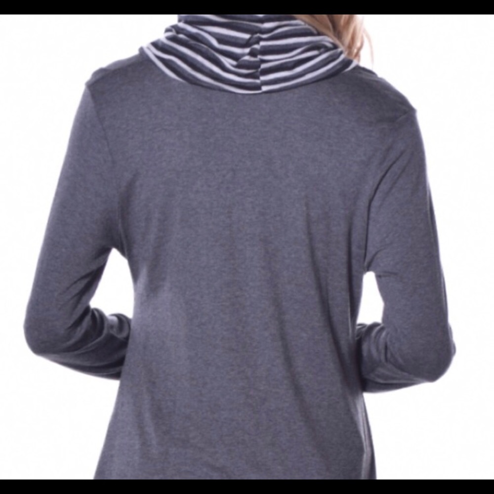 🆕 🇺🇸Asymmetrical Cowl Neck Tunic - Dark Gray - Picture 5 of 7
