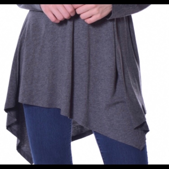 🆕 🇺🇸Asymmetrical Cowl Neck Tunic - Dark Gray - Picture 4 of 7