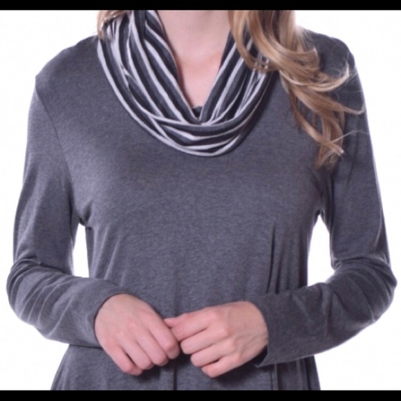 🆕 🇺🇸Asymmetrical Cowl Neck Tunic - Dark Gray - Picture 2 of 7