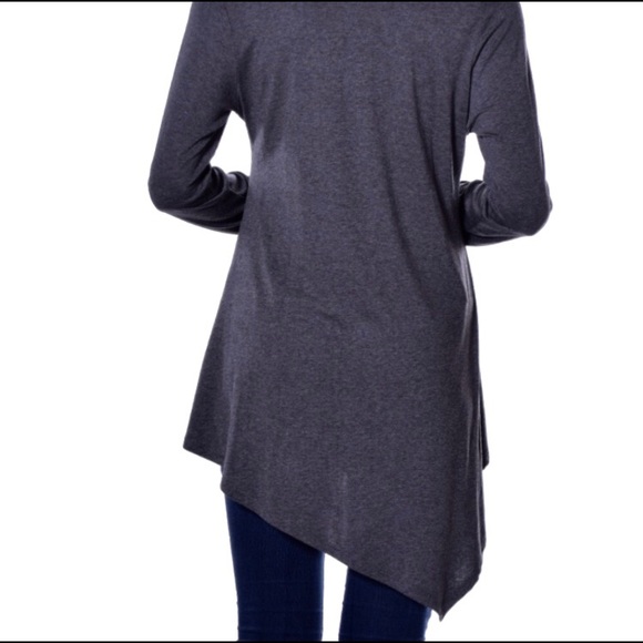 🆕 🇺🇸Asymmetrical Cowl Neck Tunic - Dark Gray - Picture 6 of 7